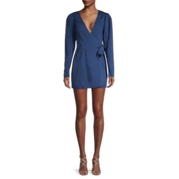 WeWoreWhat Blanca Blue wrap mini dress - Picture 1 of 11